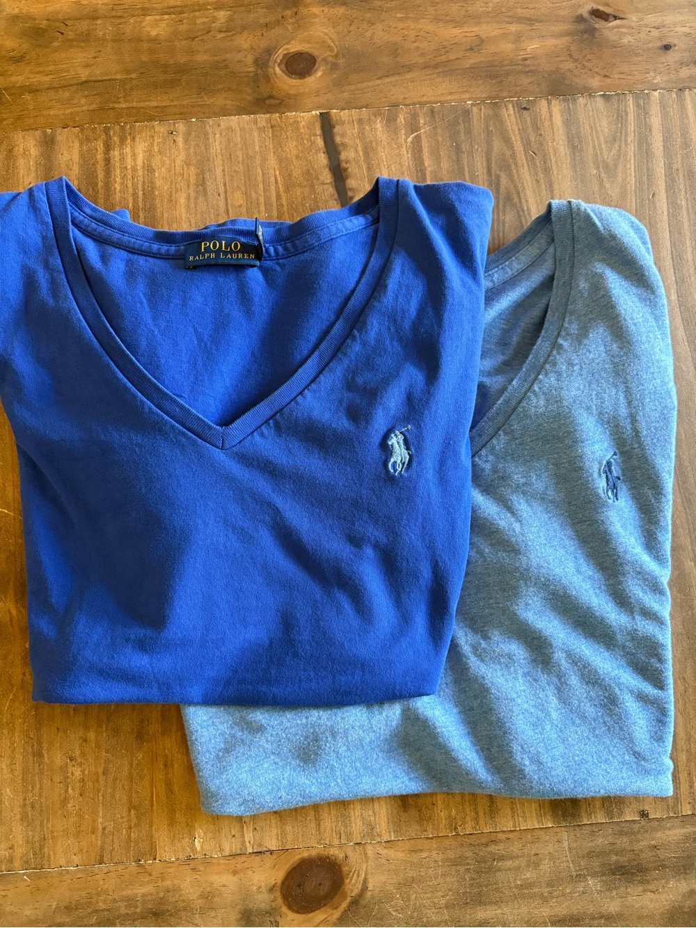 Polo Ralph Lauren V-Neck Tee Set of 2 -Heather Blue and Purple Blue